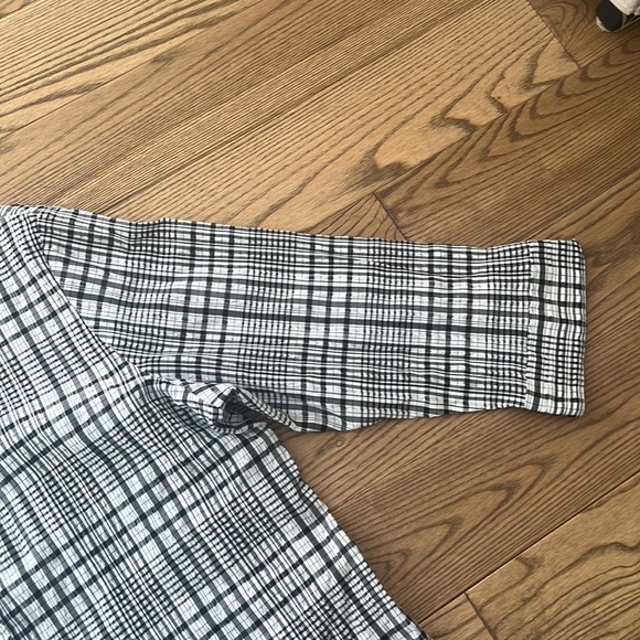 Alia Women's Button-down Shirt size 16, black, white, cotton, polyester - Picture 5 of 7